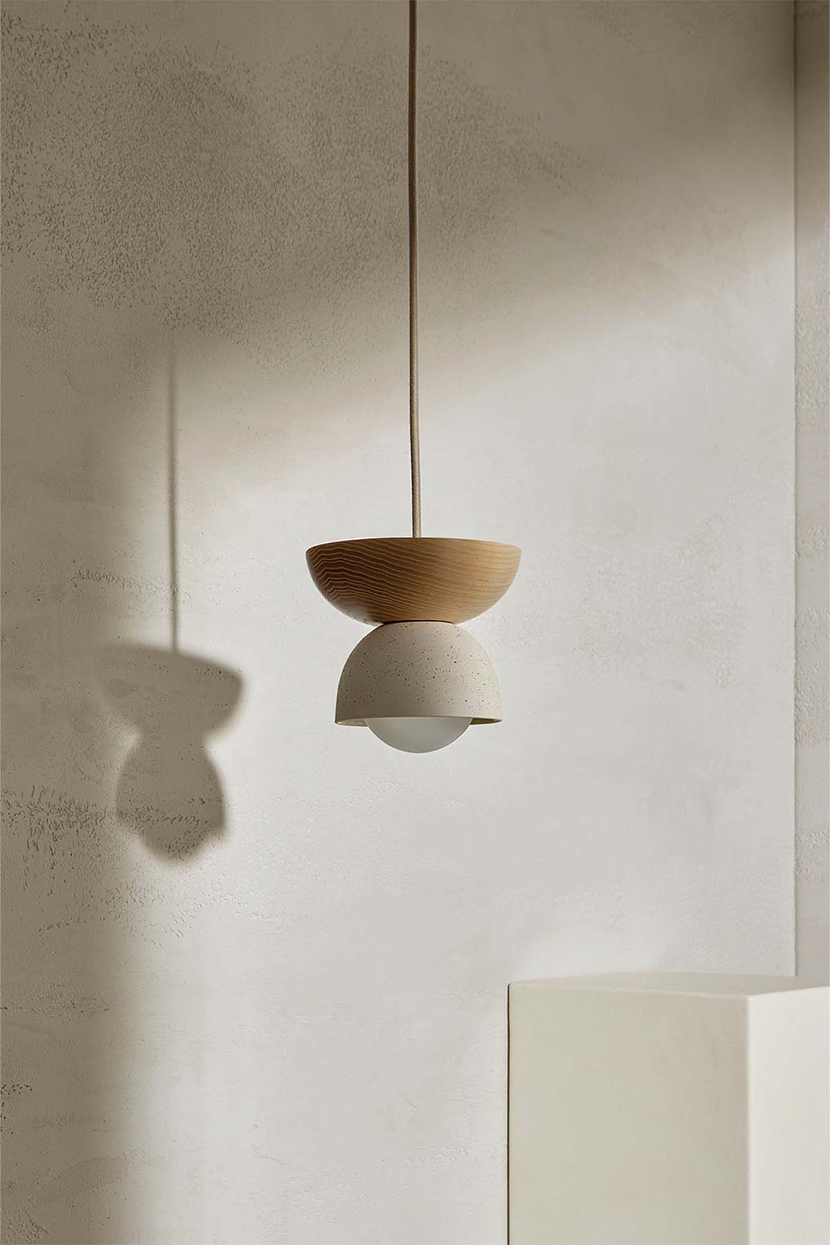 Terra 00 Pendant Light - Fabric Vanilla Bean, Ash, Brushed Nickel