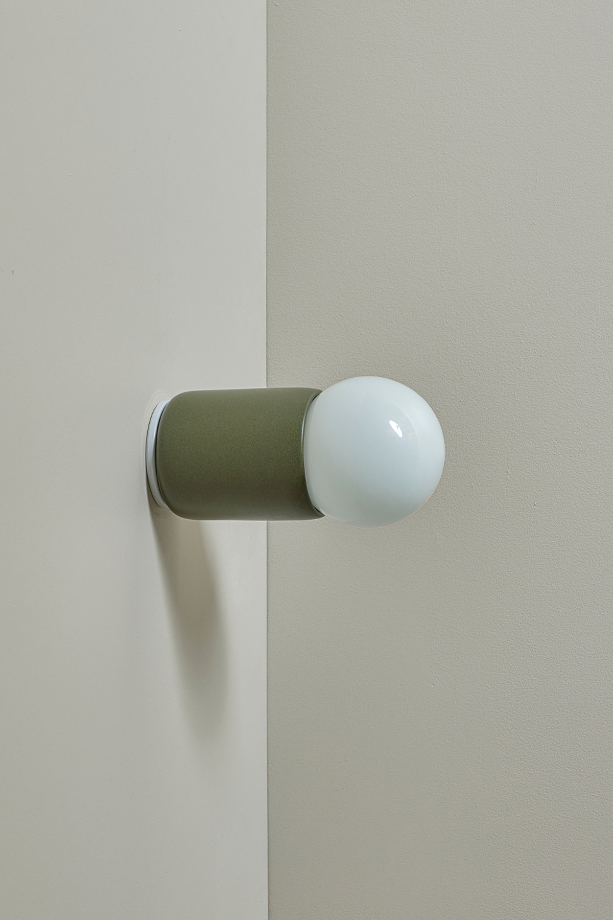 Terra 1 Surface Sconce Olive, White Satin