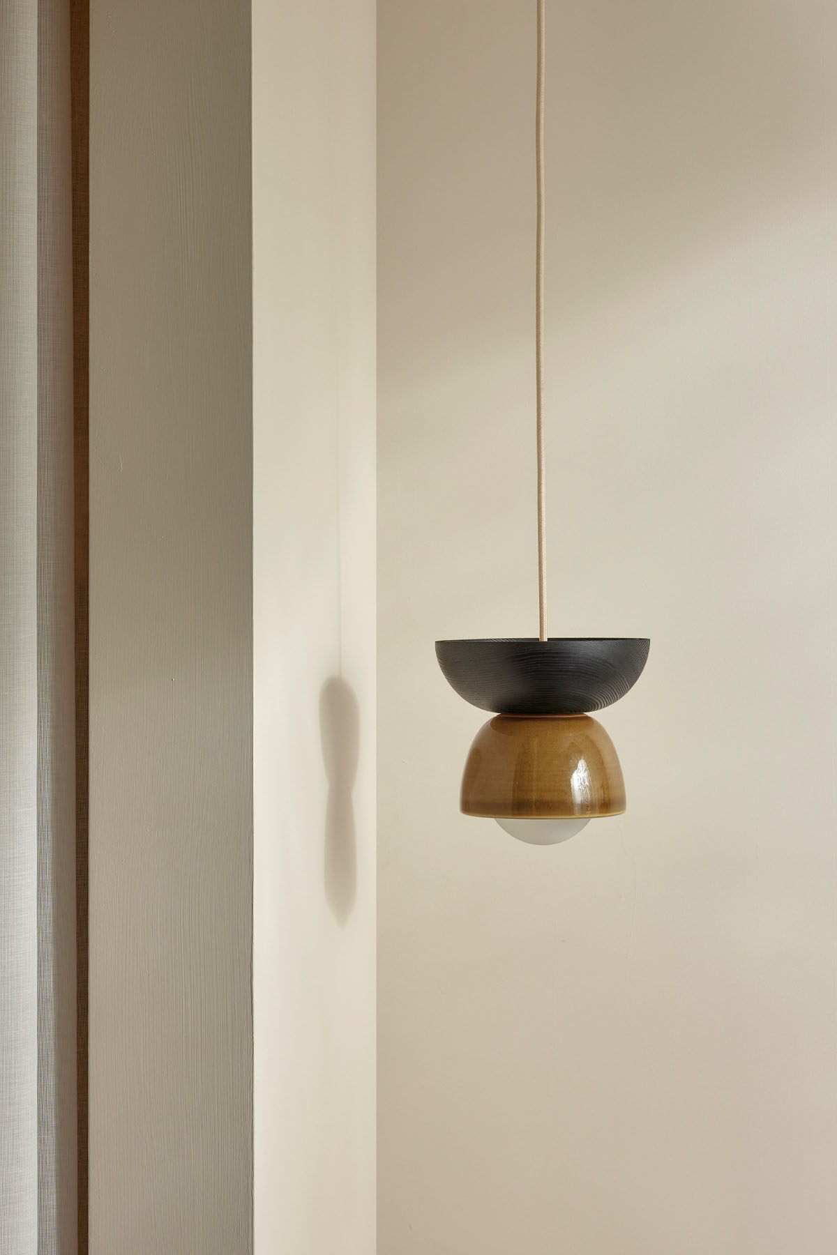 Terra 00 Pendant Light - Fabric Chartreuse, Blackened Ash, White Satin