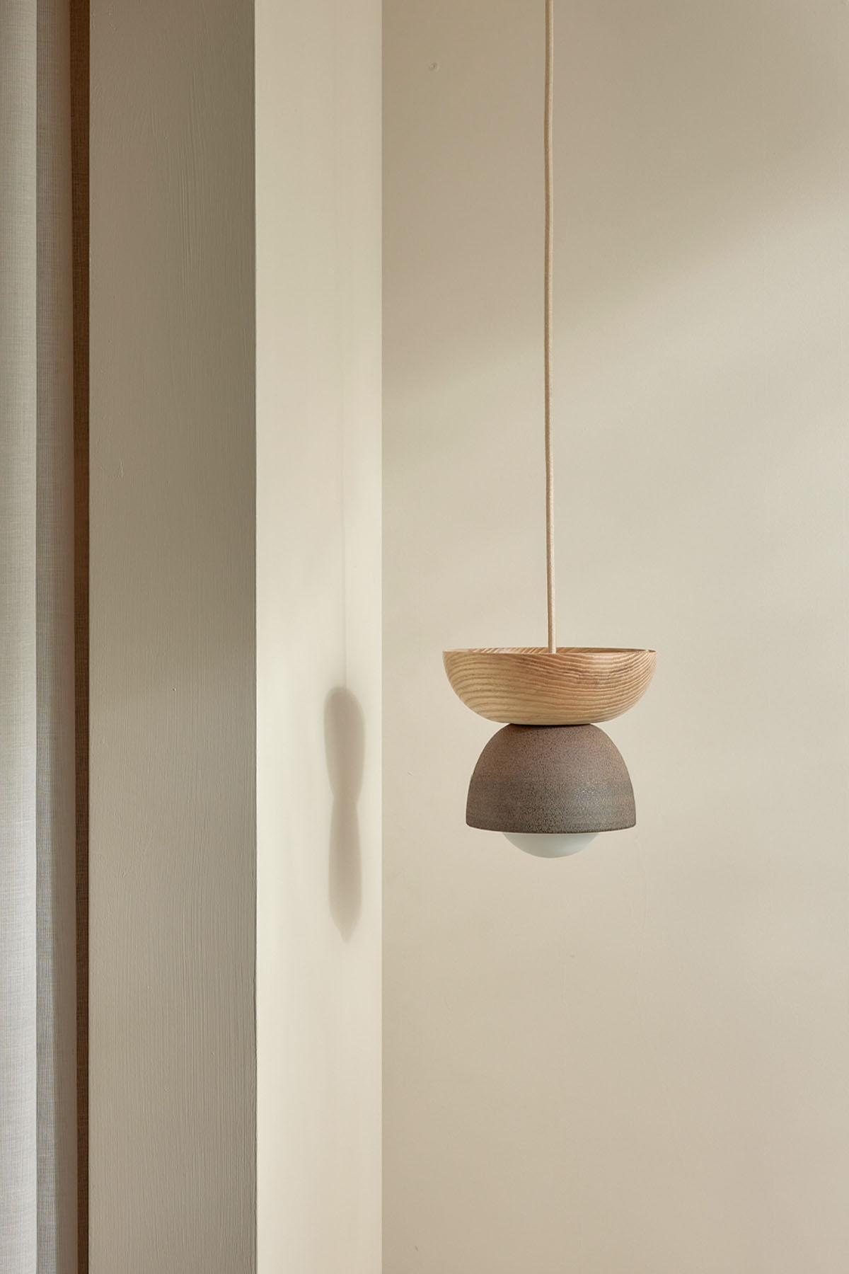 Terra 00 Pendant Light - Fabric Clay, Ash, Brushed Black