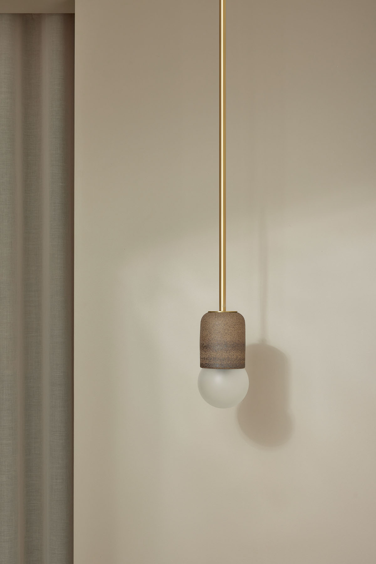 Terra 1 Pendant Light - Solid Rod Clay, Brass
