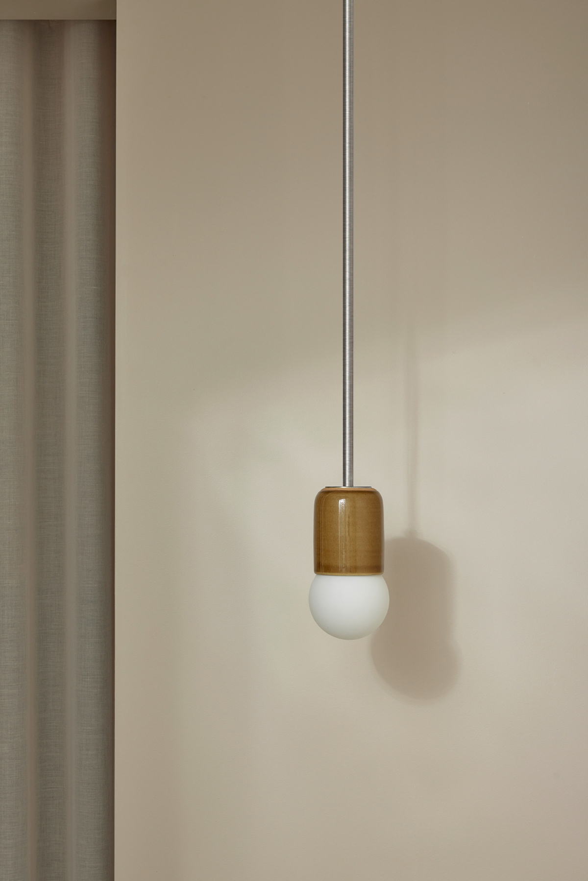 Terra 1 Pendant Light - Solid Rod Chartreuse, Brushed Nickel