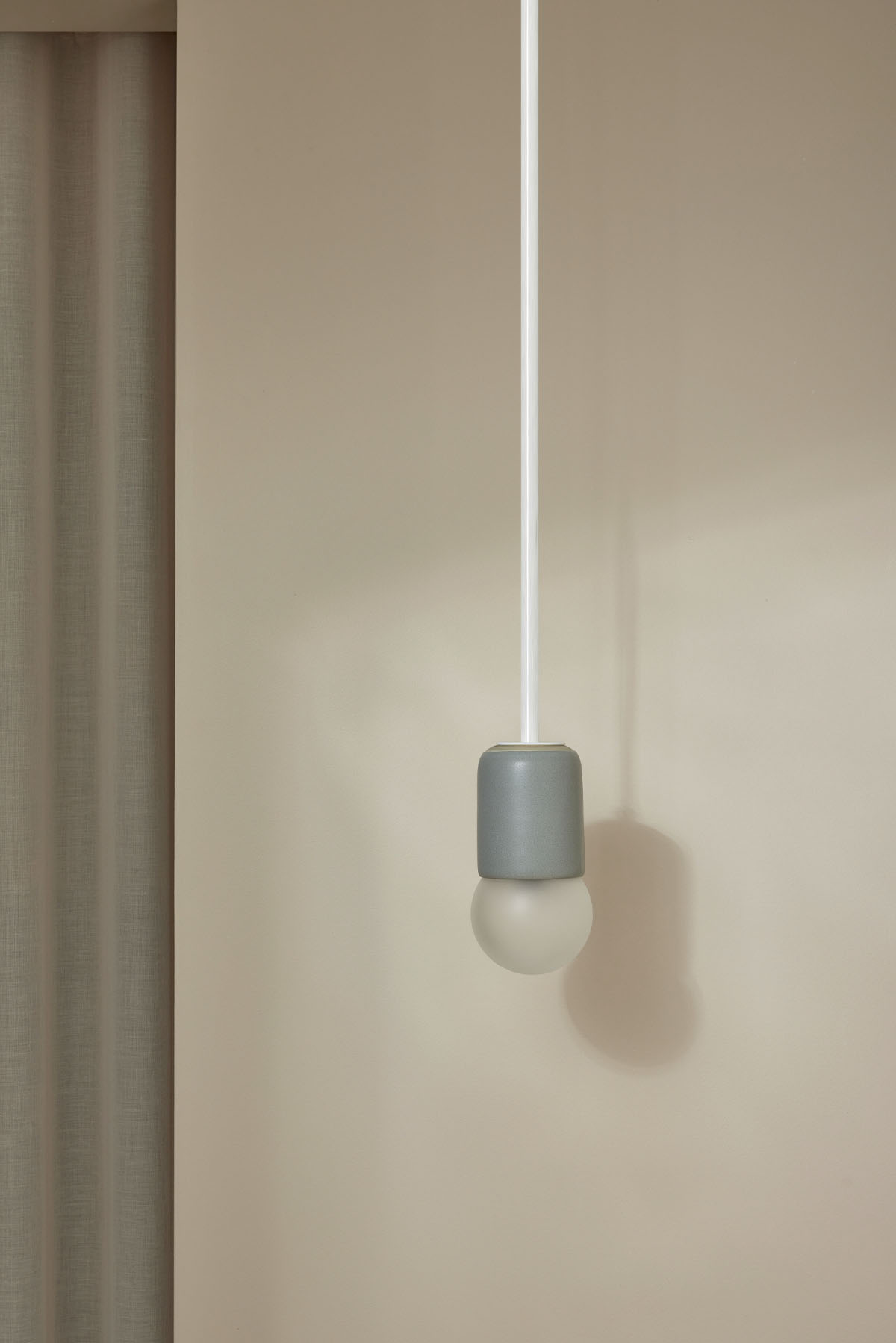 Terra 1 Pendant Light - Solid Rod Fog, White Satin