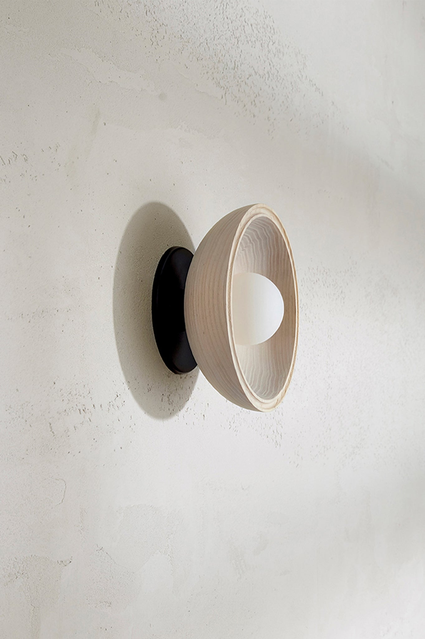 Selene Surface Sconce Small Bleached Ash & Brushed Black