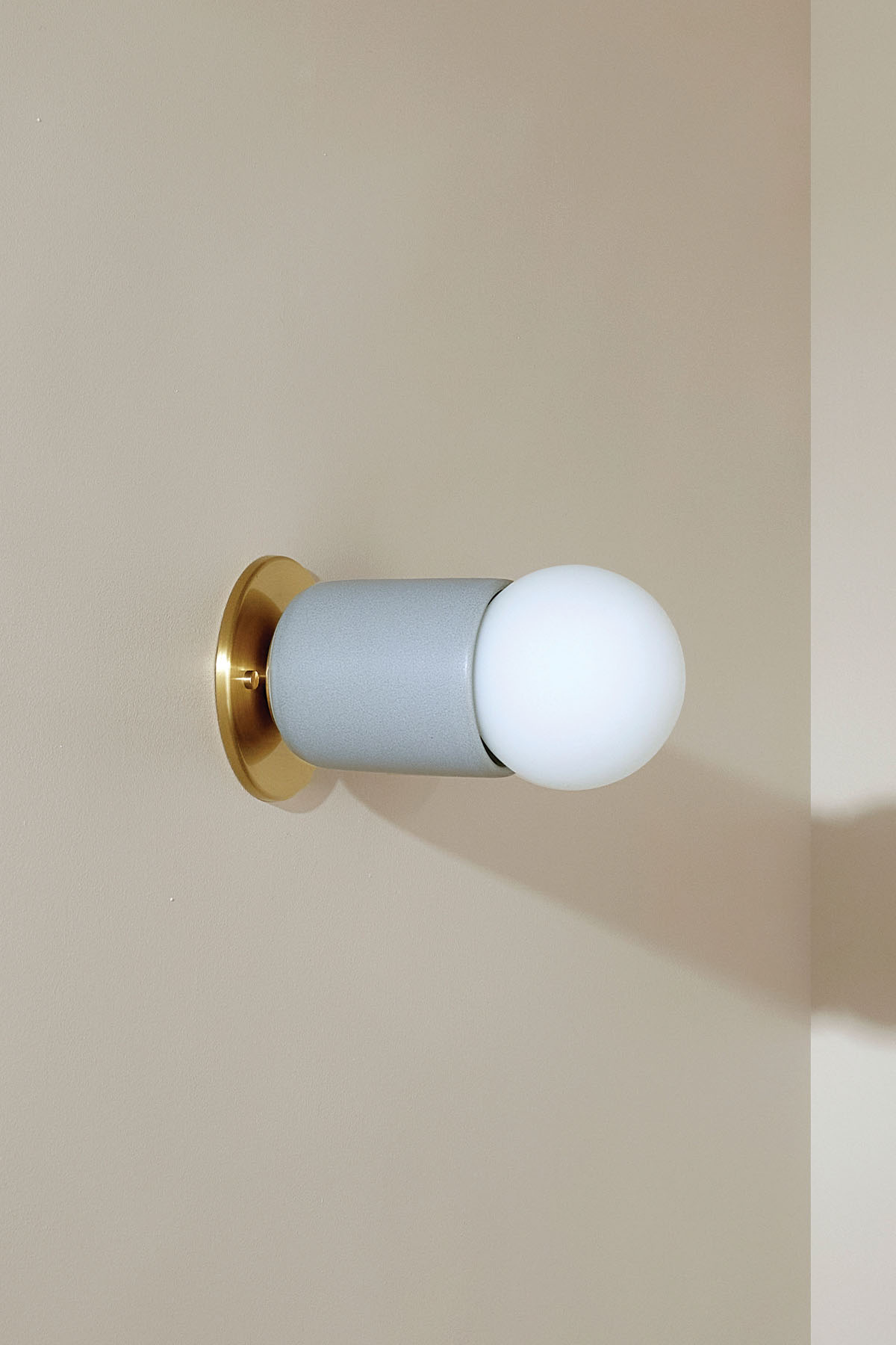 Terra 1 Surface Sconce Fog, Brass, Slim Base Junction Box Adaptor