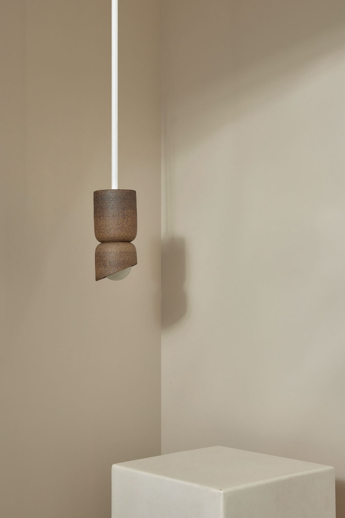 Terra 1.5 Pendant Light - Solid Rod Clay, White Satin