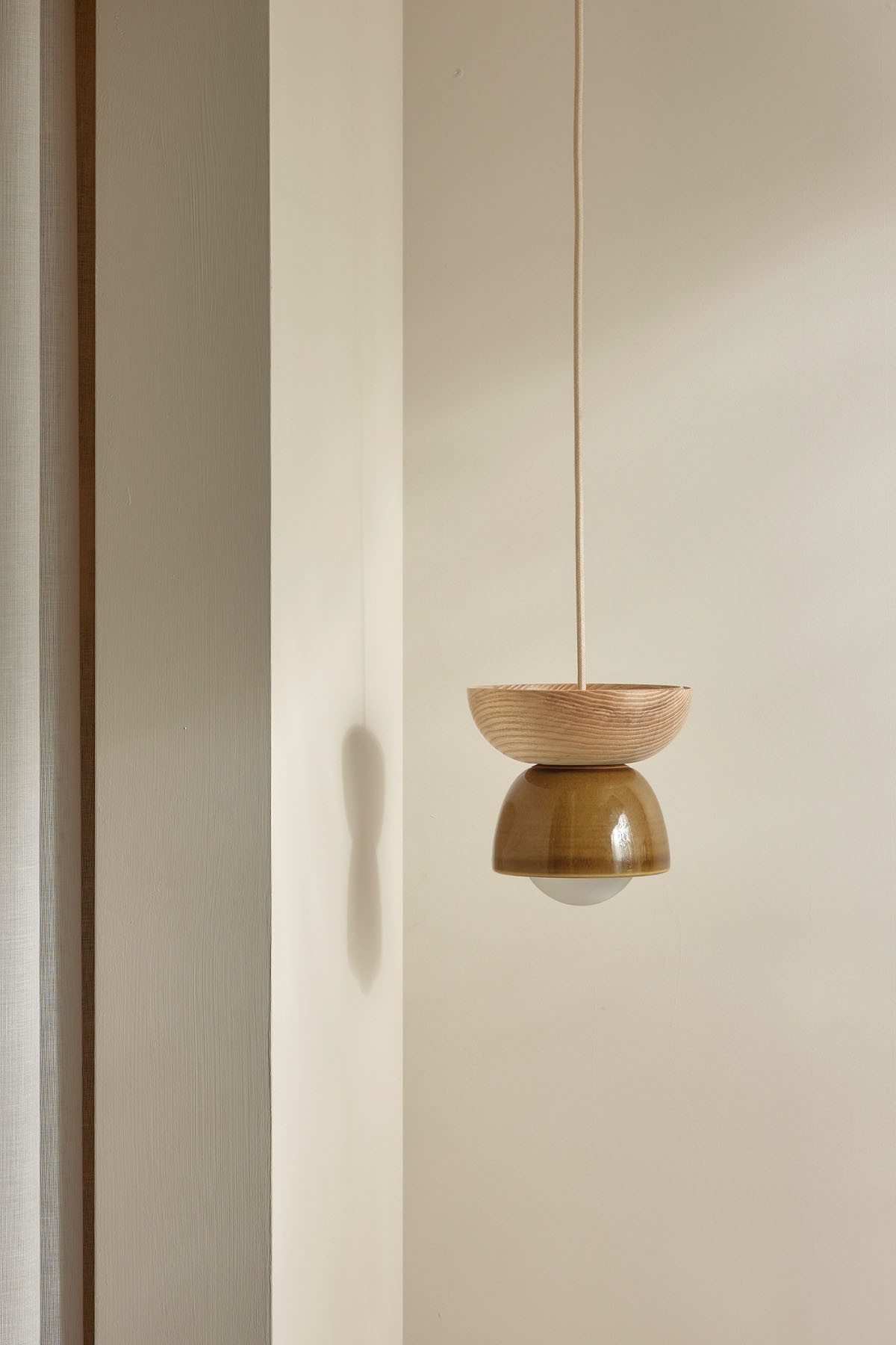 Terra 00 Pendant Light - Fabric Chartreuse, Ash, White Satin