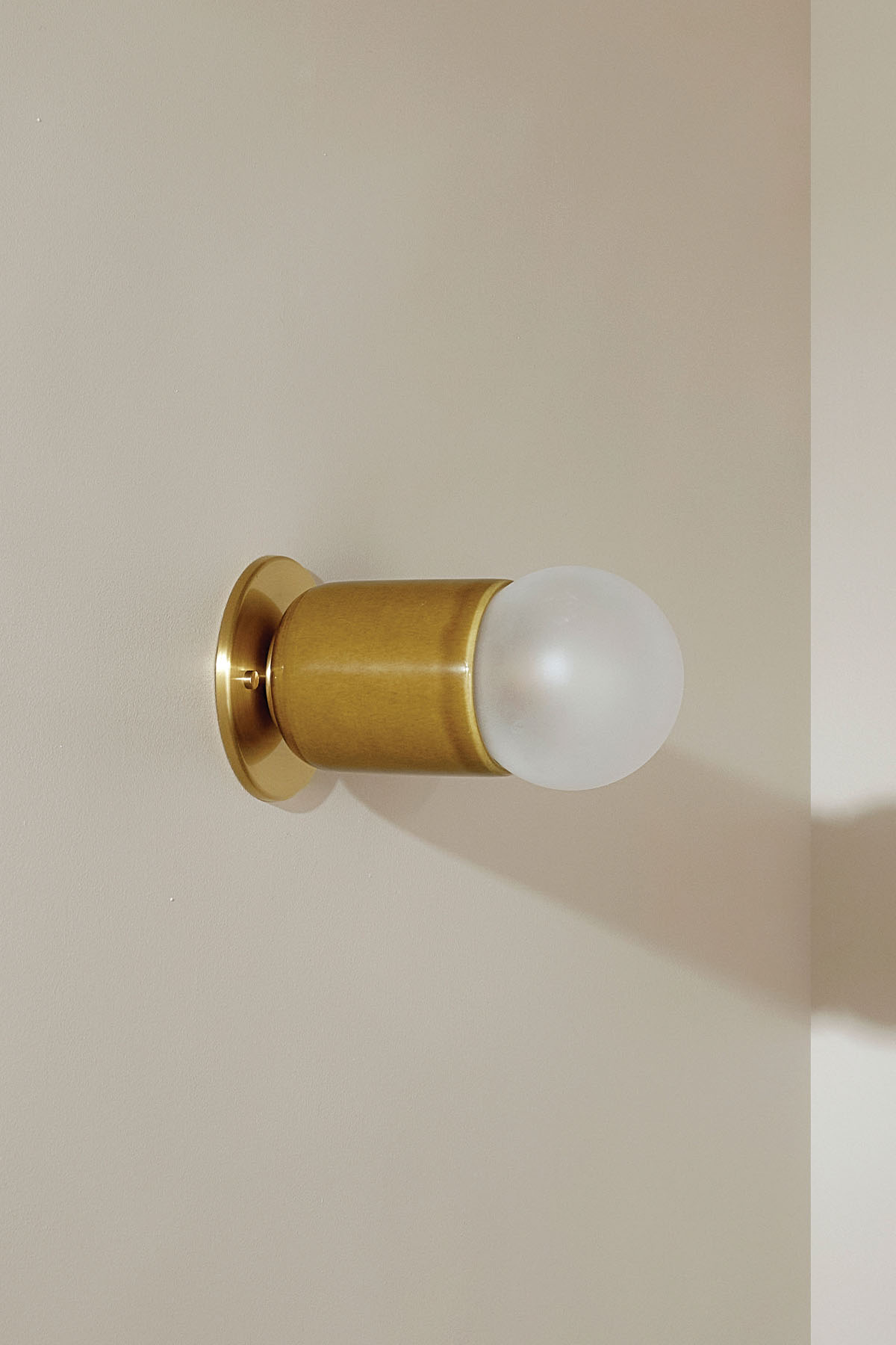 Terra 1 Surface Sconce Chartreuse, Brass, Slim Base Junction Box Adaptor