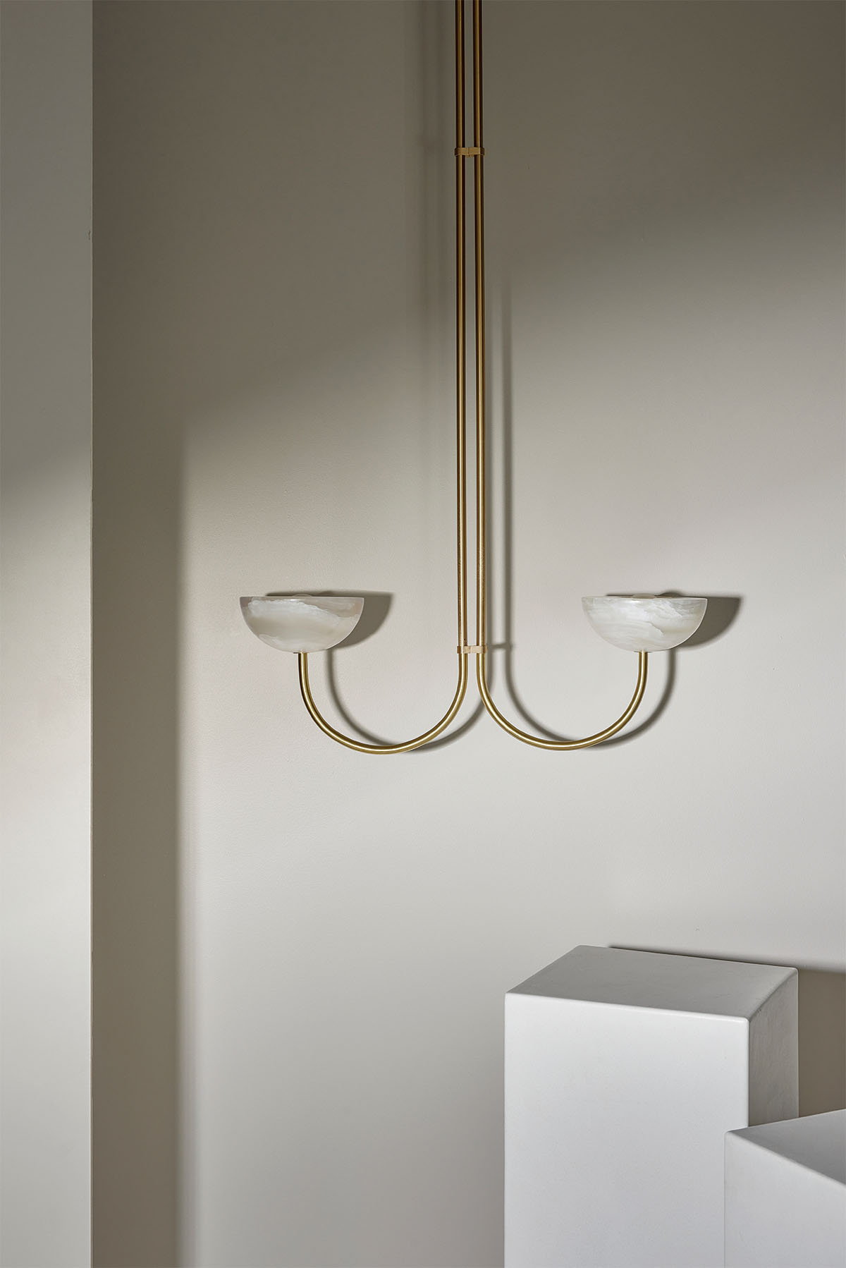 Aurelia Double Pendant Small White Onyx & Brass