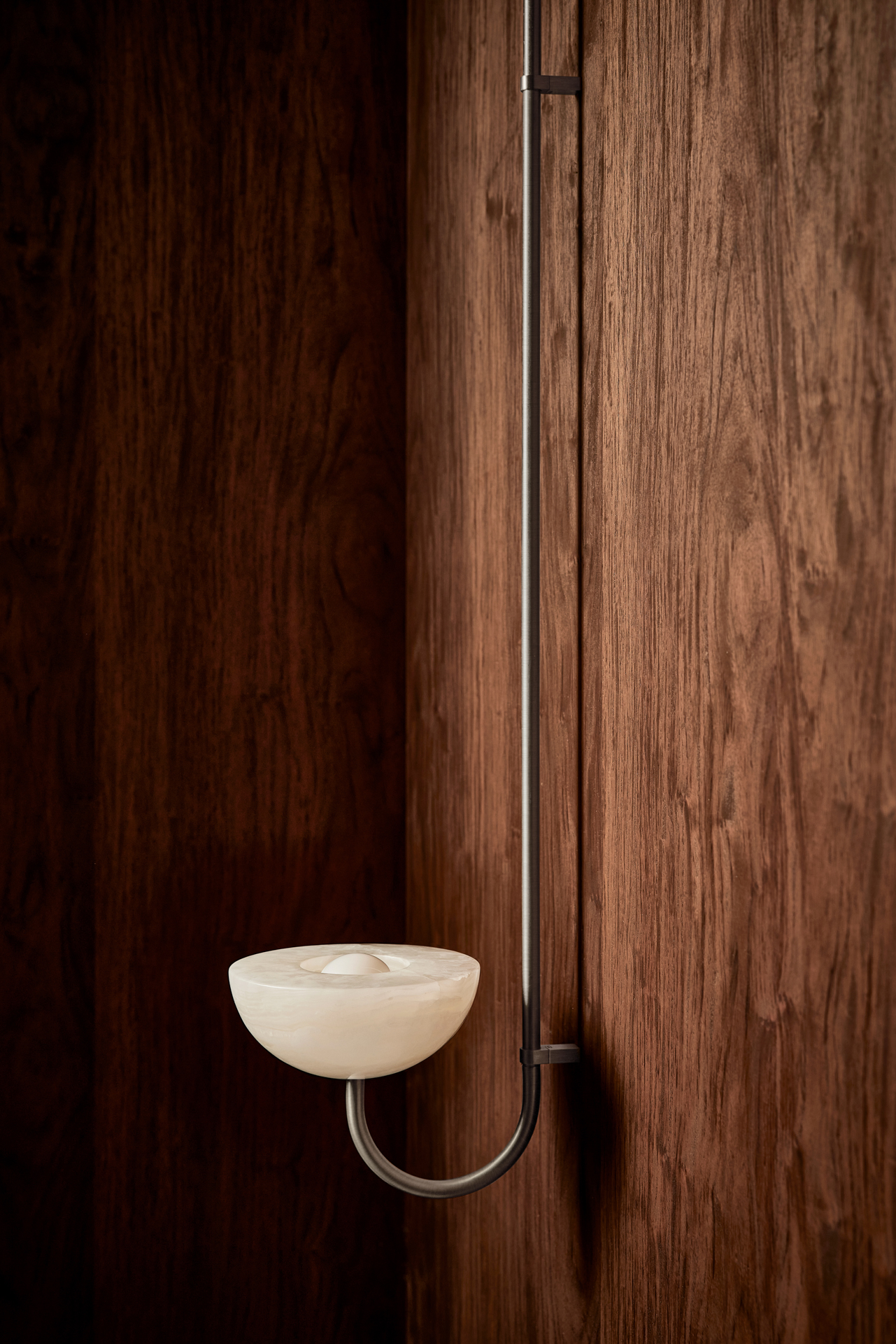 Aurelia Wall Light Small Cornice White Onyx & Brushed Nickel