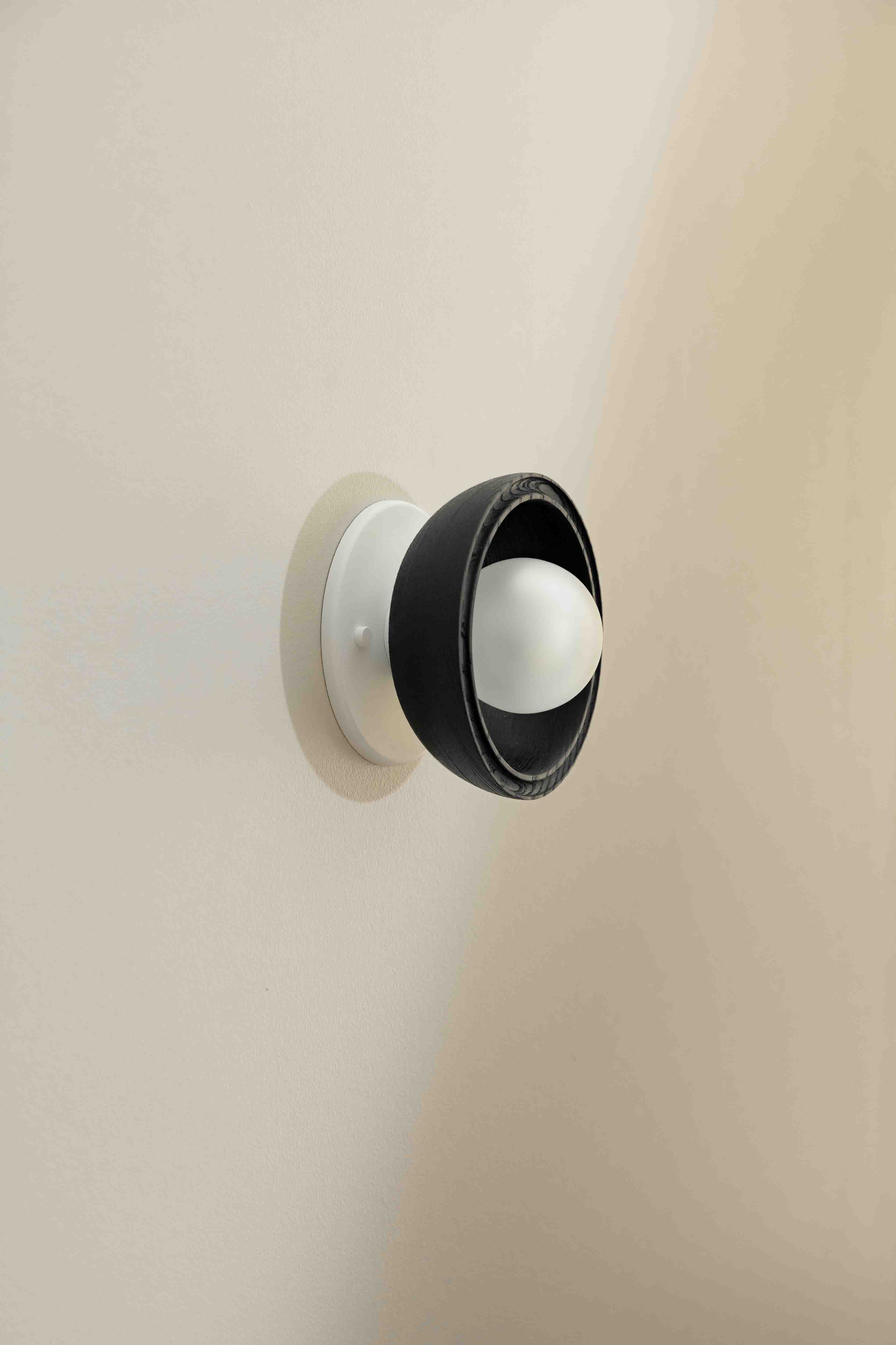 Selene Surface Sconce Mini Blackened Ash & White Satin