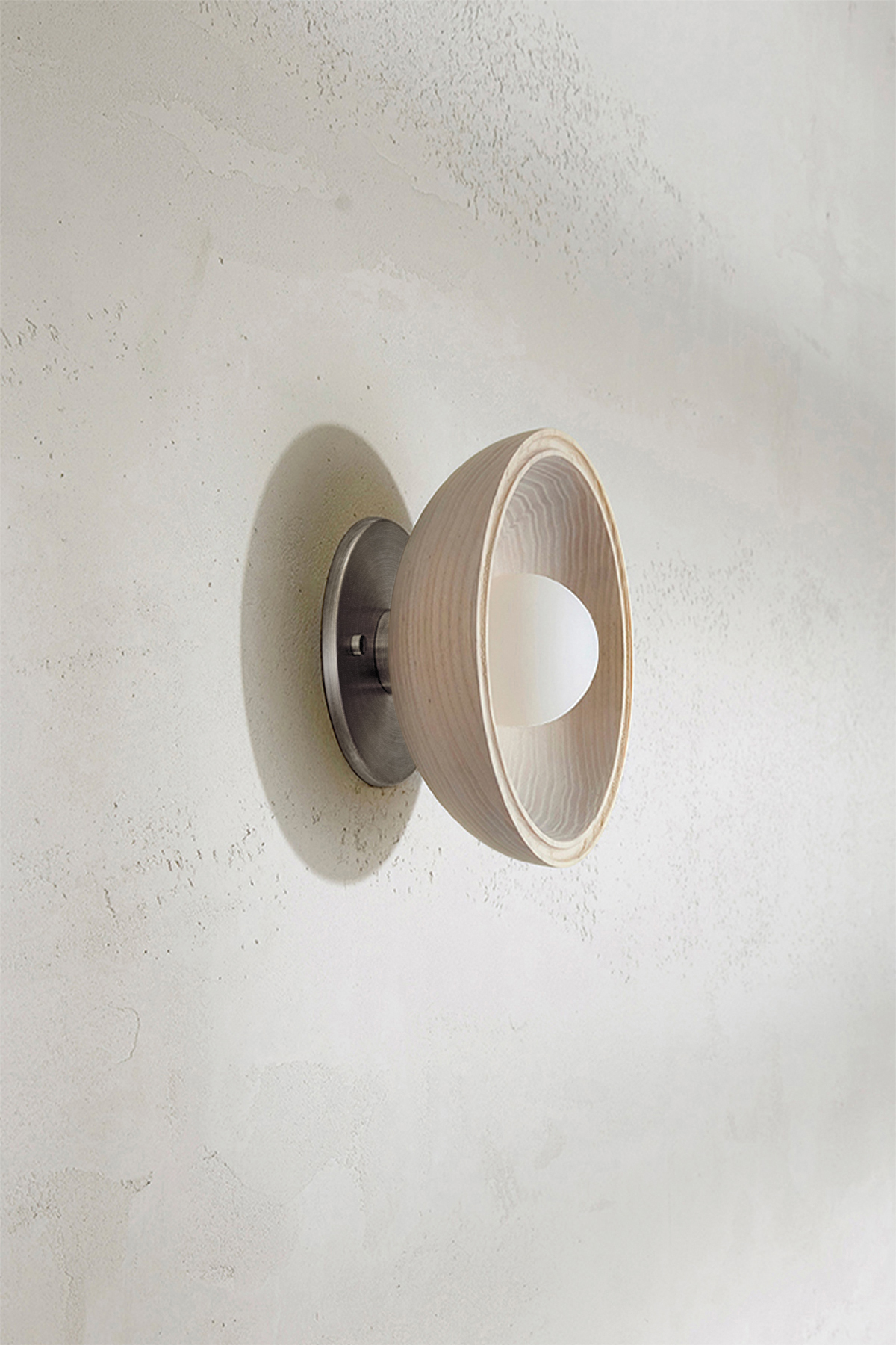 Selene Surface Sconce Small Bleached Ash & Brushed Nickel
